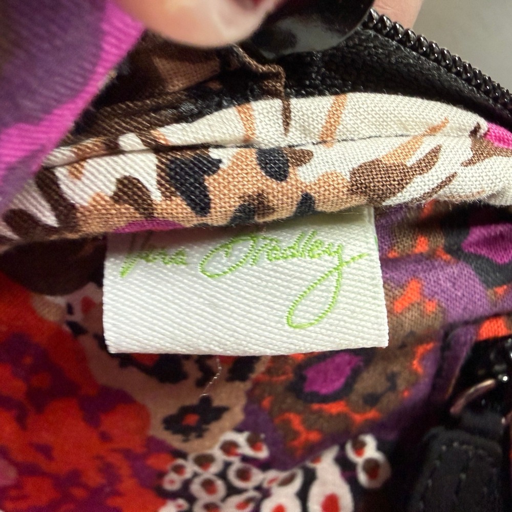 Vera Bradley Black Zigzag Velvet Oval Crossbody Bag Small Adjustable Strap